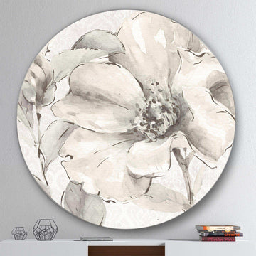 Indigold Grey Peonies IV - Floral Metal Circle Wall Art